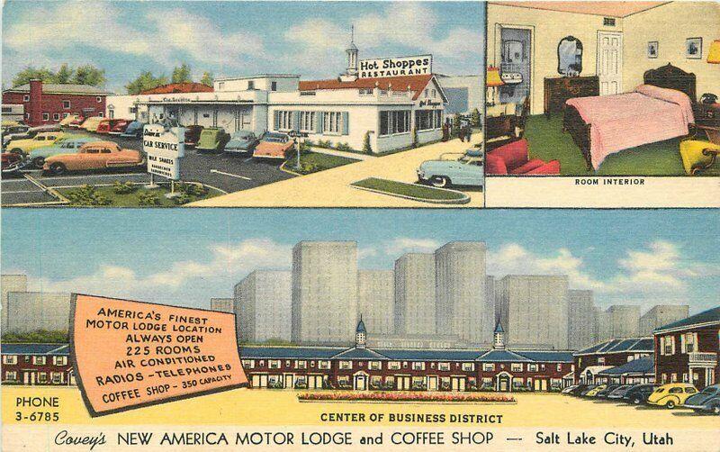 Coffee Shop 1940s New American Motor Lodge Postcard Salt Lake City Utah 38 Teich