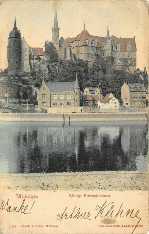 Meissen Germany 1906 hand Colored Postcard Konigl Albrechtsburg Posted To USA