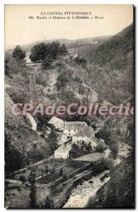 Postcard Old Cantal Picturesque Mill and Chateau de la Clidele