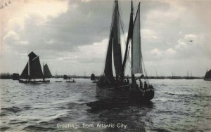 Circa 1901-07 Sail Boats Sailing Atlantic City, N.J. RPPC Rotograph Co. 