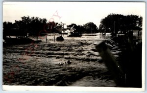 c1930s Town Flood Disaster RPPC Railway Crossing Real Photo Ruins Postcard A123