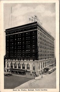 VINTAGE POSTCARD HOTEL SIR WALTER RALEIGH c. 1930's MAILED FROM RALEIGH NC 1943