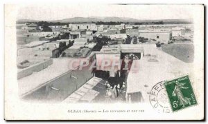 Old Postcard Oujda Morocco terraces and a street