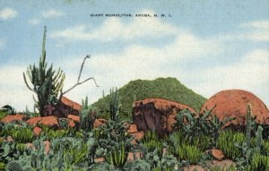 aruba, N.W.I., Giant Monoliths (1940s) Postcard