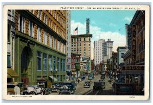 1938 Peachtree Street Looking North from Viaduct Atlanta GA Posted Postcard