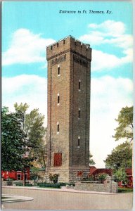 Fort Thomas Kentucky KY, Entrance to Ft. Thomas Tower, Street, Trees, Postcard