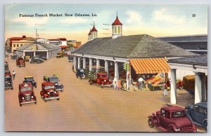 Vintage Postcard 1943 Famous French Market Highway Street Cars New Orleans L.A.