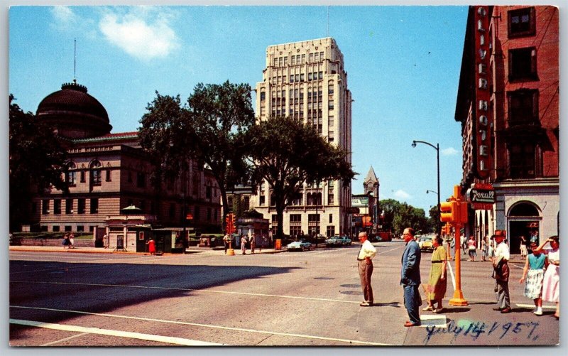 Vtg South Bend Indiana IN Washington Street Looking West 1950s View Postcard