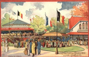 Charleroi Belgium Expo Exposition Luna Gardens 1911 Vintage Postcard #1 EXC COND