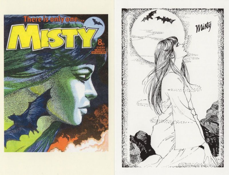 Misty August 1978 The Only One Witch 2x Comic Book Postcard s