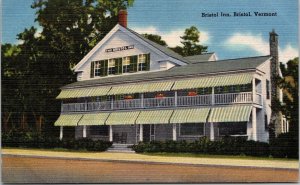 Historic Bristol Inn Streetview Downtown Bristol Vermont Linen Postcard 