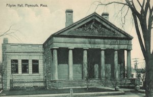 Vintage Postcard Pilgrim Hall Building Historic Landmark Plymouth Massachusetts