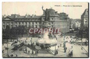 Old Postcard Paris Place de la Republique