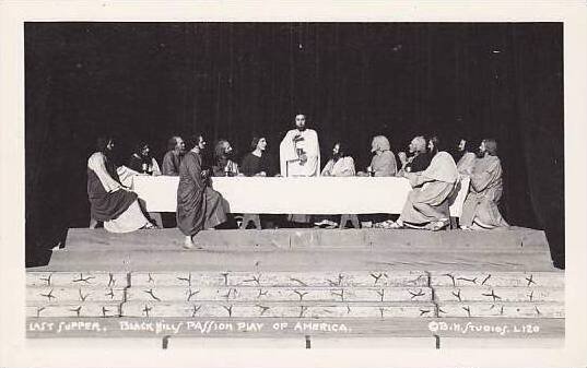 South Dakota Spearfish Black Hills Passion Play Last Supper Real Photo RPPC