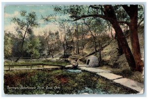 1911 Springs Government Park Stairs Exterior Trees Bridge Enid Oklahoma Postcard