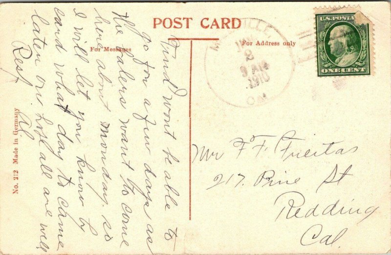 Postal antigua escena de invierno jabalí 1910 Redding California Hecho En Alemania
							
							mostrar título original