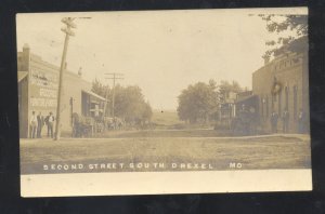 RPPC DREXEL MISSOURI DOWNTOWN SECOND STREET SCENE MO REAL PHOTO POSTCARD