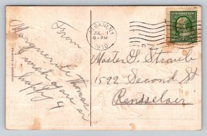 1910  Patriotic Roses American Flag    Postcard