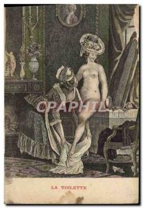 Postcard Old Woman Nude erotic Toilet