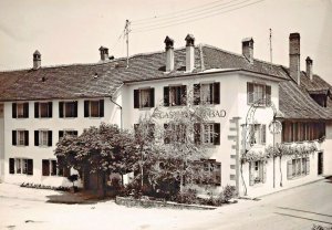 MUNTELIER SWITZERLAND~HOTEL BAD MURTENSEE~1960s PHOTO POSTCARD