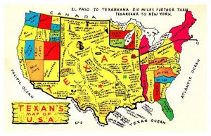 Postcard MAP SCENE State of Texas TX AQ2349