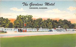 The Gardens Motel Theodore Alabama 1950s postcard