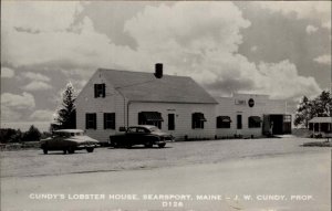 SEARSPORT ME Cundy's Lobster House CLASSIC 1950s CARS Old Real Photo Postcard