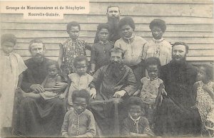 Group of Missionaries and Neophytes New Guinea Oceania missions vintage postcard 