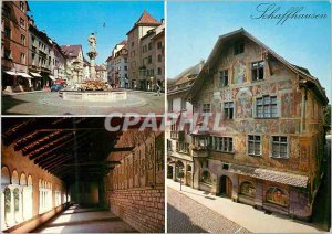 Postcard Modern Shaffhausen Schweiz Oberstadt mit Vierrohrenbrunnen Munster K...
