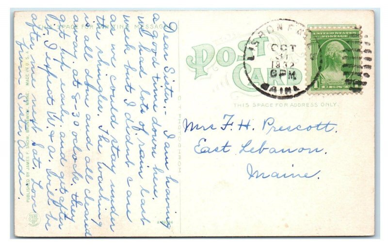 LISBON FALLS, ME Maine ~ Upper MAIN STREET  1912  Androscoggin County Postcard 
