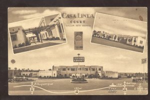 GALLUP NEW MEXICO CASA LINDA COURT B&W VINTAGE ADVERTISING POSTCARD