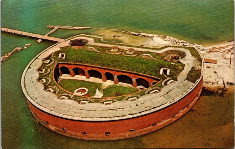 Vtg 1950 Fort Massachusetts Civil War Prison Ship Island Mississippi MS Postcard