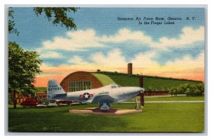 Vintage 1940's Postcard Sampson Airplane Fighter Air Force Base Geneva New York
