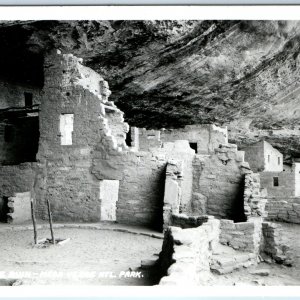 c1940s Mesa Verde, CO Ancient Ruins RPPC Pueblo Spruce Tree Photo Postcard A100