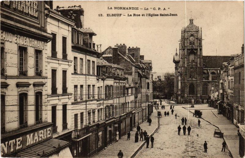 CPA ELBEUF-La Rue et l'Église St-JEAN (347460)