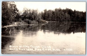 Pine River Minnesota MN Postcard RPPC Photo Scene At Red Cedar Lodge 1945 Posted