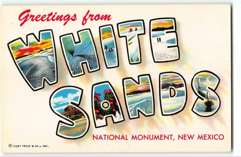 WHITE SANDS, NEW MEXICO Large Letter1959 Chrome Postcard - Curt Teich 9C-K453