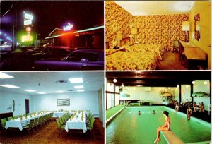 Winnipeg Manitoba Canada AIRPORT MOTOR HOTEL Indoor Pool~Night View 4X6 Postcard
