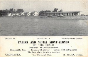 Portneuf Quebec Canada 1950s Postcard Cabins & Motel Mont Vernon