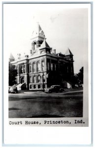 c1950's Court House Street View Cars Princeton Indiana IN RPPC Photo Postcard