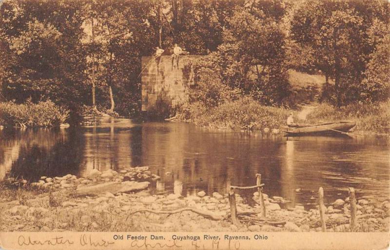 Ravenna Ohio Cuyahoga River Old Feeder Dam Antique Postcard K92831
