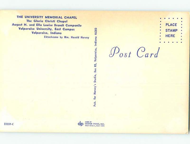 Unused Pre-1980 CHAPEL AT VALPARAISO UNIVERSITY Valparaiso Indiana IN L6602