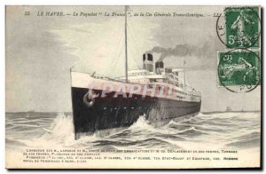 Old Postcard Boat Ship Le Havre France of the Cie Generale Transatlantique