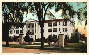 1938 Modern Steam Southern Cooking New Perry Hotel Perry Georgia Posted Postcard