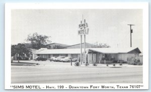 FORT WORTH,TX Texas ~ Roadside Downtown SIMS MOTEL  Phone Booth ~1973 Postcard