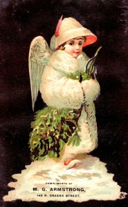 Lot of 3 1870's M. G. Armstrong Lovely Christmas Winter Angel Trade Card *D