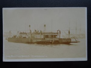 Shipping THE FLOATING BRIDGE at Portsmouth showing HMS VICTORY c1909 RP Postcard