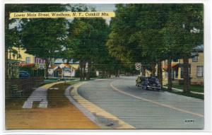 Lower Main Street Windham Catskill Mountains New York linen postcard