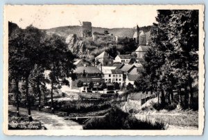 Esch-sur-Sûre Luxembourg Postcard Buildings Ruins View c1930's Vintage Posted