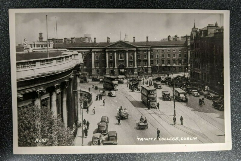 Mint Vintage Trinity College Dublin Lots of Cars RPPC Real Photo Postcard